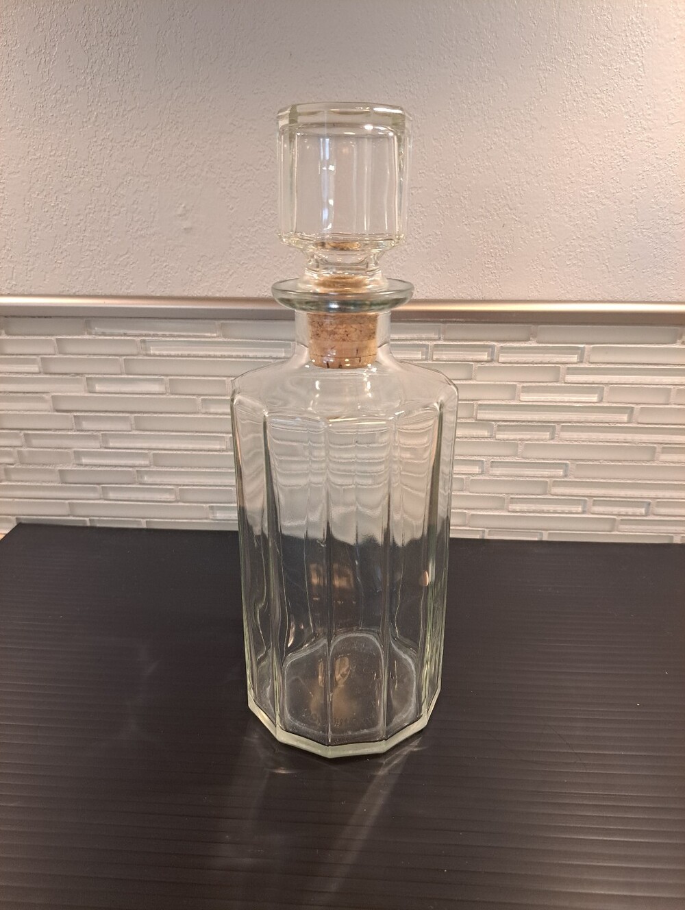 Vtg Mid Century Modern Italian Faceted Decanter - Bormioli Rocco.